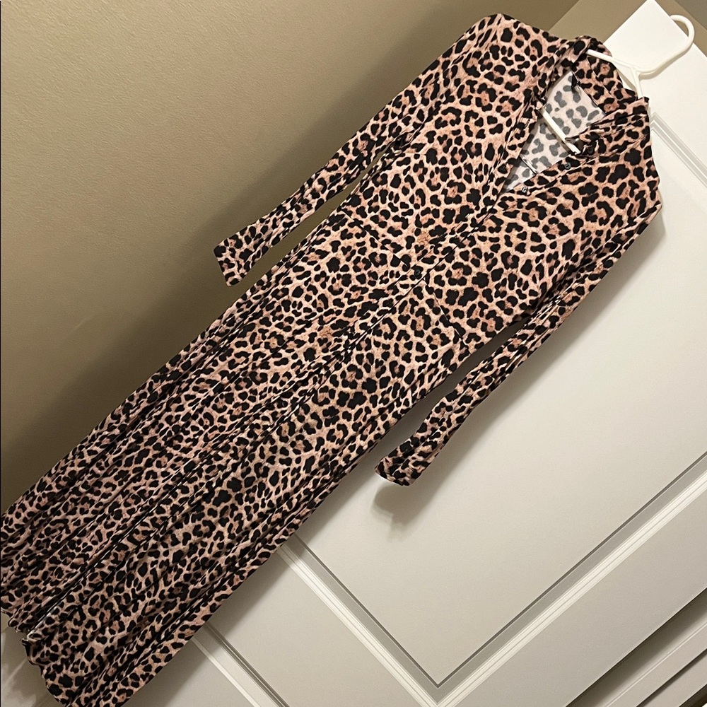 Leopard Print Long Sleeve Dress